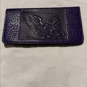 Hand Tooled Genuine Leather Checkbook Cover EUC